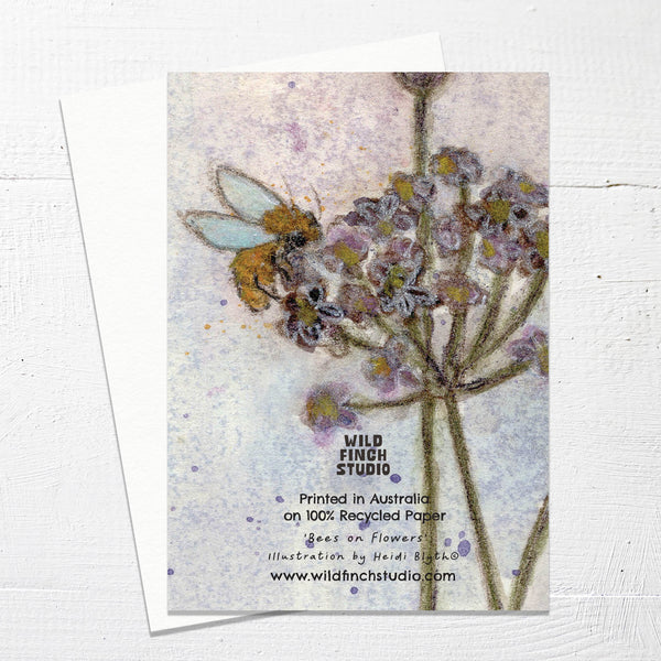 BEES ON FLOWERS - Greetings Card