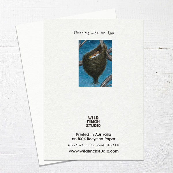 SLEEPING LIKE AN EGG - Greetings Card