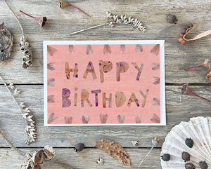 HAPPY BIRTHDAY ROSE PETALS - Greetings Card