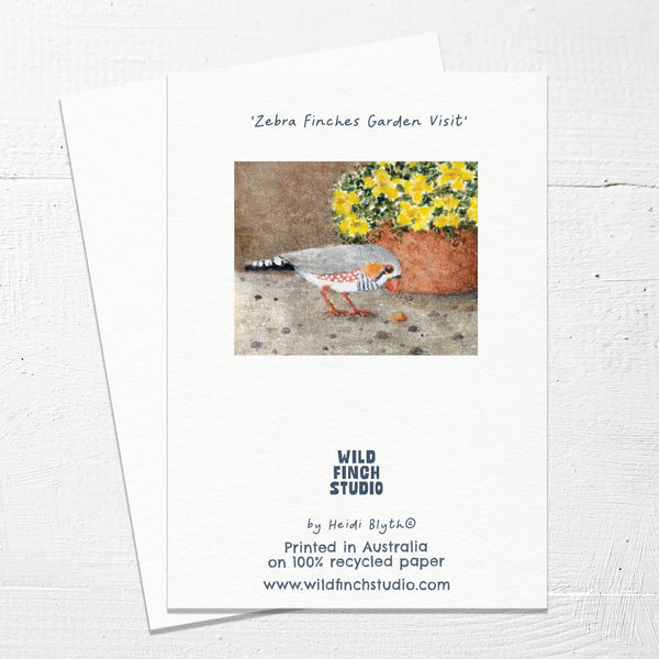 ZEBRA FINCHES GARDEN VISIT - Greetings Card