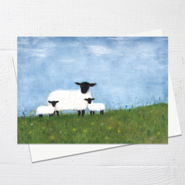LAMBIES WITH MUMMA - Greetings Card