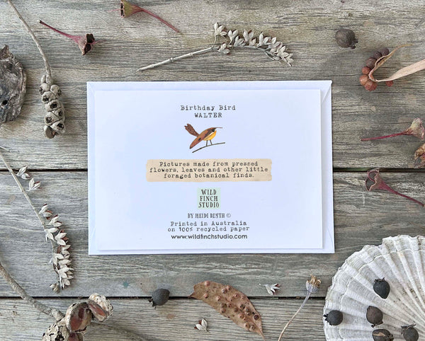 BIRTHDAY BIRD 'WALTER' - Greetings Card