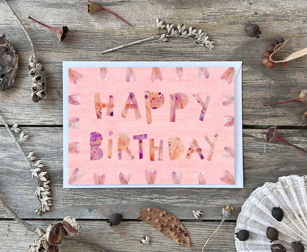 BIRTHDAY ROSE PETALS - Greetings Card