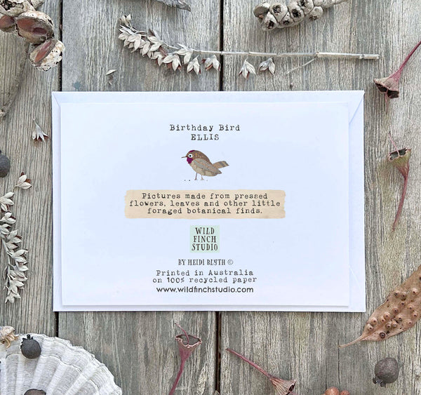 BIRTHDAY BIRD 'ELLIS' - Greetings Card