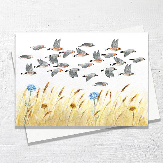 A FLOCK OF ZEBRA FINCHES - Greetings Card