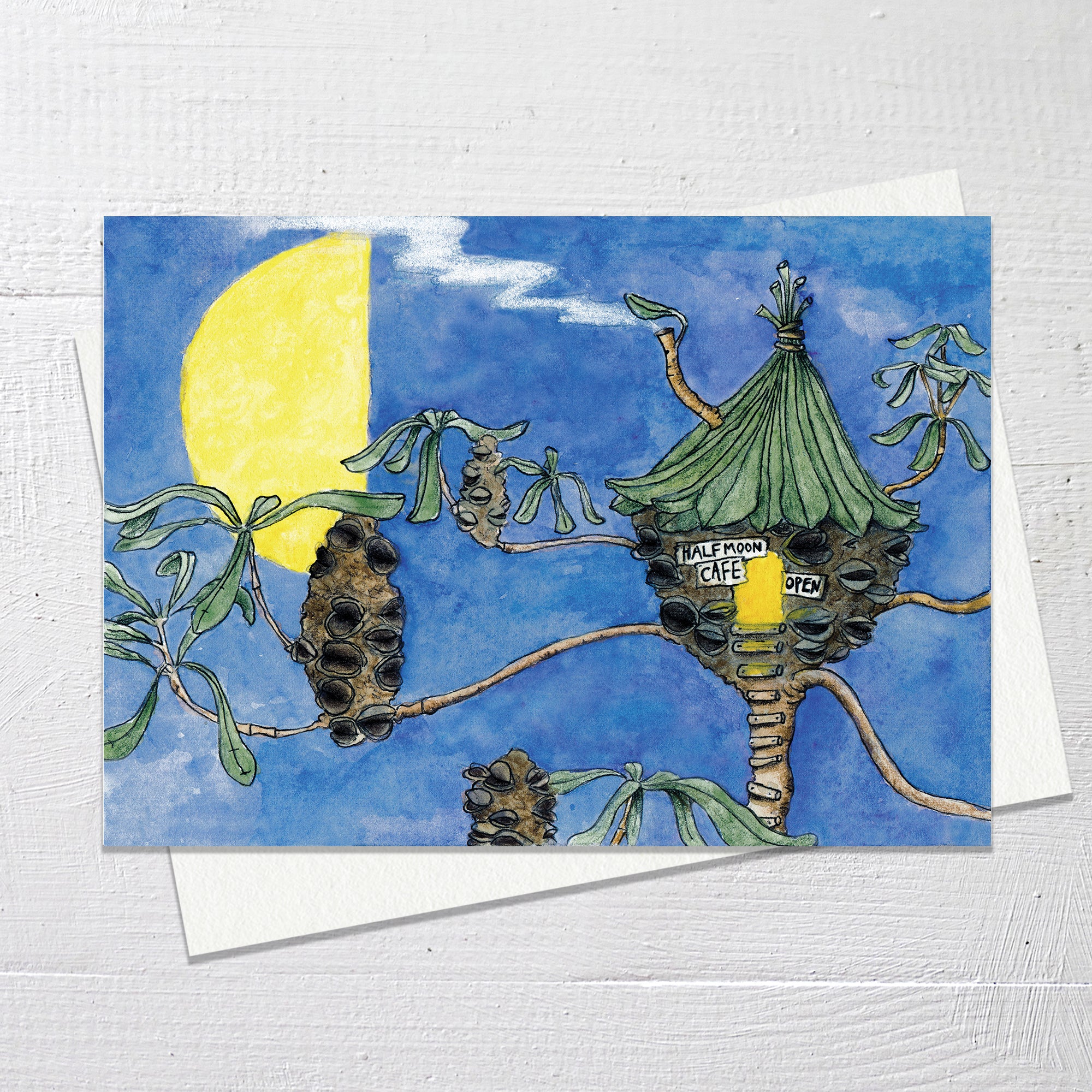 HALF MOON CAFE - Greetings Card