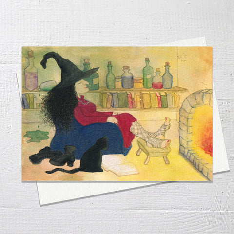 EVENING FIRE - Greetings Card