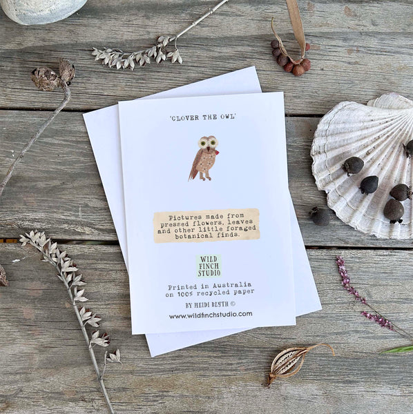'CLOVER THE OWL' - Greetings Card