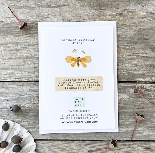 BIRTHDAY BUTTERFLY 'GLADYS' - Greetings Card