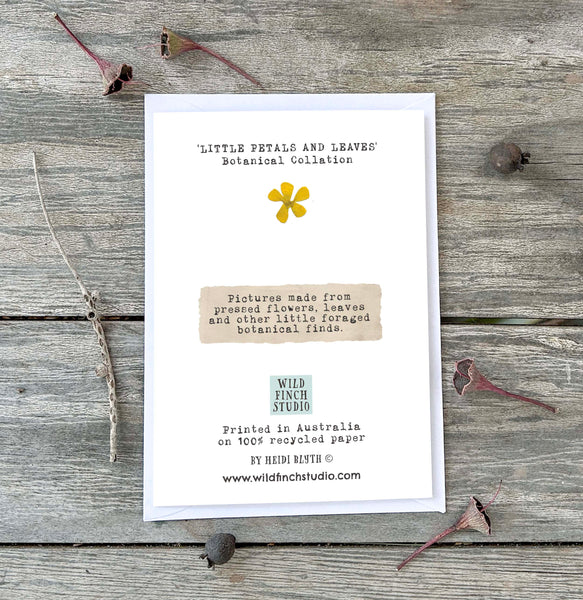'LITTLE PETALS AND LEAVES' - Greetings Card