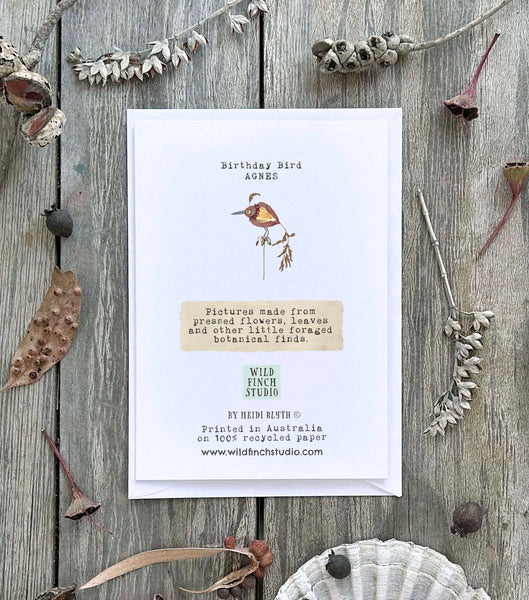 BIRTHDAY BIRD 'AGNES' - Greetings Card