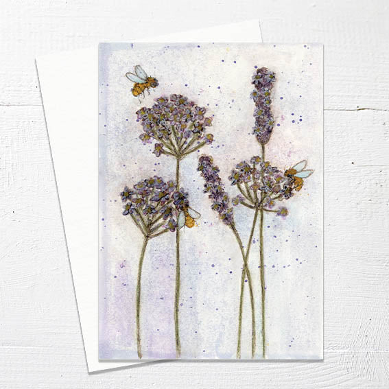 BEES ON FLOWERS - Greetings Card