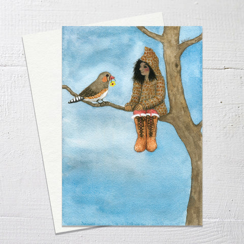 FLOWER FINCH - Greetings Card