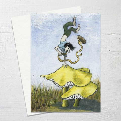 HANDSTANDING HORNBLOWER - Greetings Card