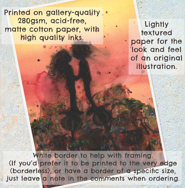 KISSING AT SUNSET - Art Print