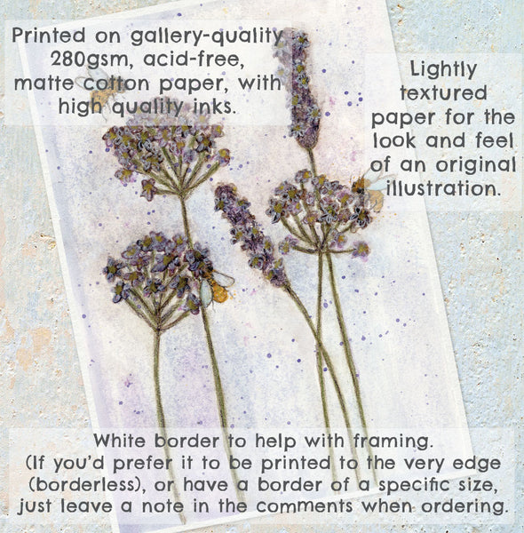 BEES ON FLOWERS - Art Print