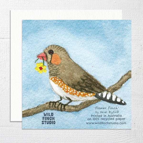 FLOWER FINCH - Square Greetings Card