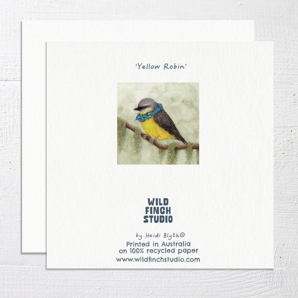 YELLOW ROBIN - Square Greetings Card
