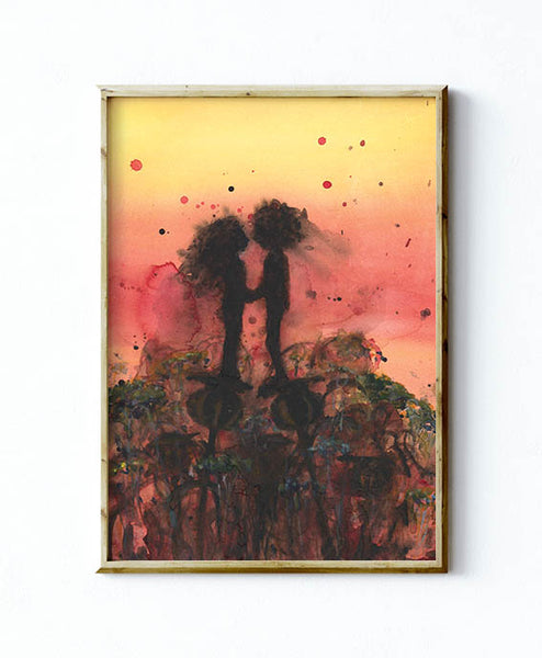 KISSING AT SUNSET - Art Print