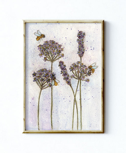 BEES ON FLOWERS - Art Print